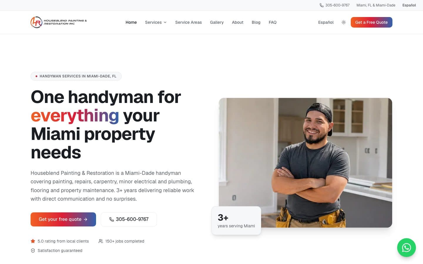 Desktop view of the House Blend Painting website